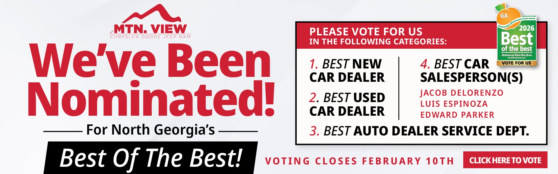 We've Been Nominated